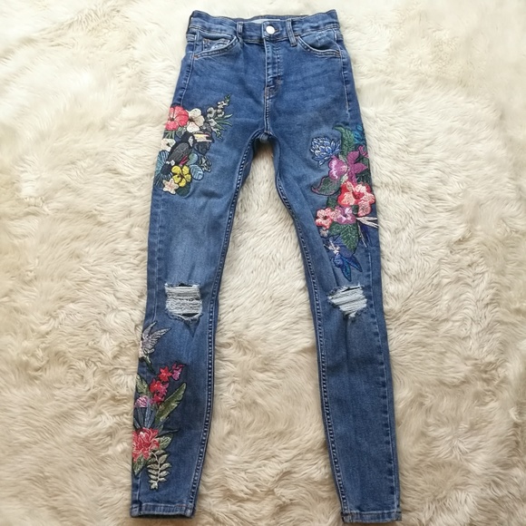 Topshop Denim - TOPSHOP Skinny Embroidered Jamie Jeans Size 25